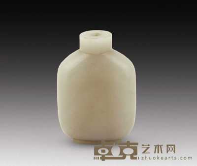 清 白玉素烟壶 高6.5cm